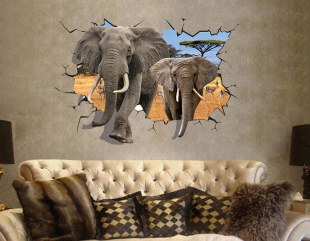 Интерьерные 3D наклейки на стены: интересные идеи - фото1