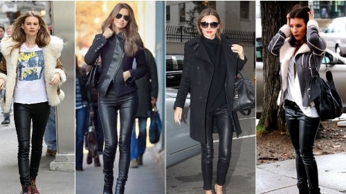 С чем носить кожаные легинсы зимой? - фото 4