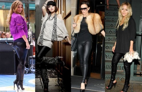 С чем носить кожаные легинсы зимой? - фото 5