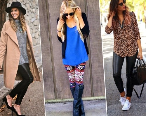 С чем носить кожаные легинсы зимой? - фото 6