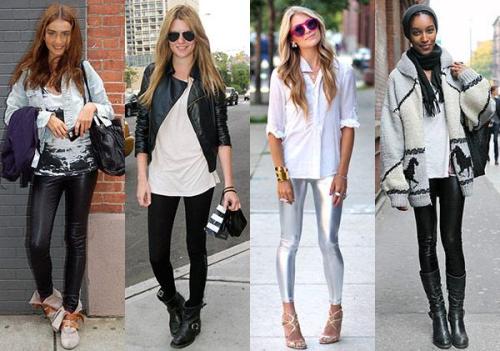 С чем носить кожаные легинсы зимой? - фото 7