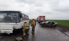 В Донецкой области столкнулись легковушка и автобус: есть погибшие и пострадавшие (фото)
