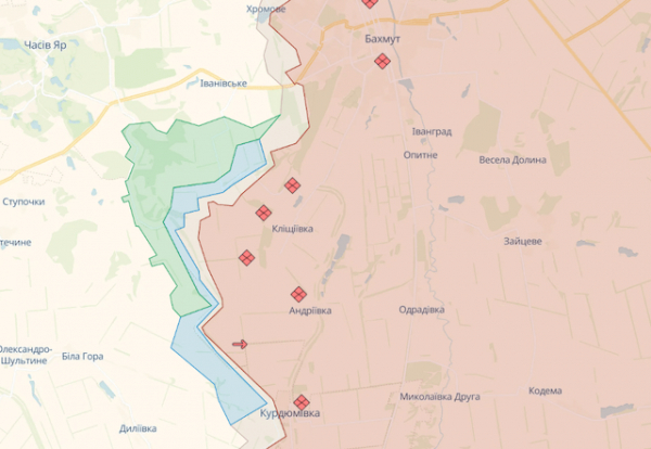 На Курдюмовской дамбе поднят флаг Украины