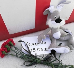 В центре Донецка горожане почтили память погибших людей во время пожара в российском ТЦ