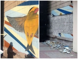 Неизвестные разрушили мурал молодого художника (фото)