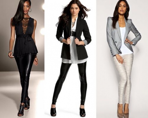 С чем носить кожаные легинсы зимой? (фото)