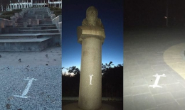 Мариупольцы украсили город украинской буквой Ї - символом своего сопротивления