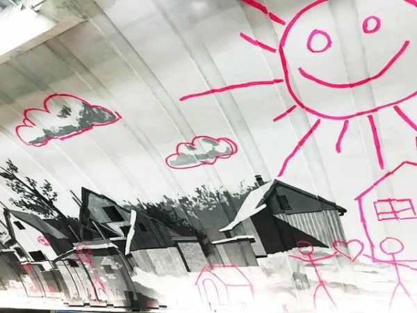 В метро Киева появился мурал, посвященный Авдеевке (фото)