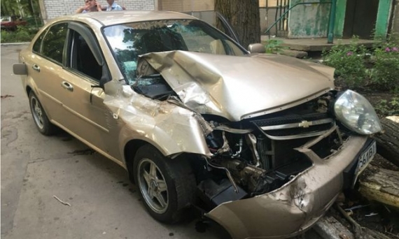 Виновник аварии попытался скрыться и врезался в дерево (фото)